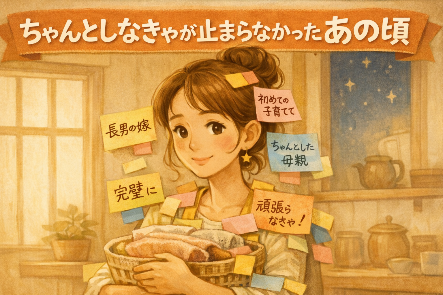 初めての子育てで「ちゃんとしなきゃ」と頑張りすぎていたママのイラスト